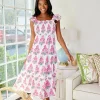 Flutter Smocked Midi Dress