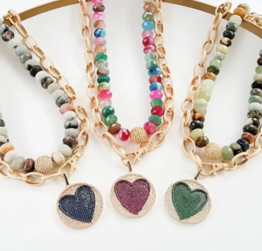 Pave Heart Chain Necklace
